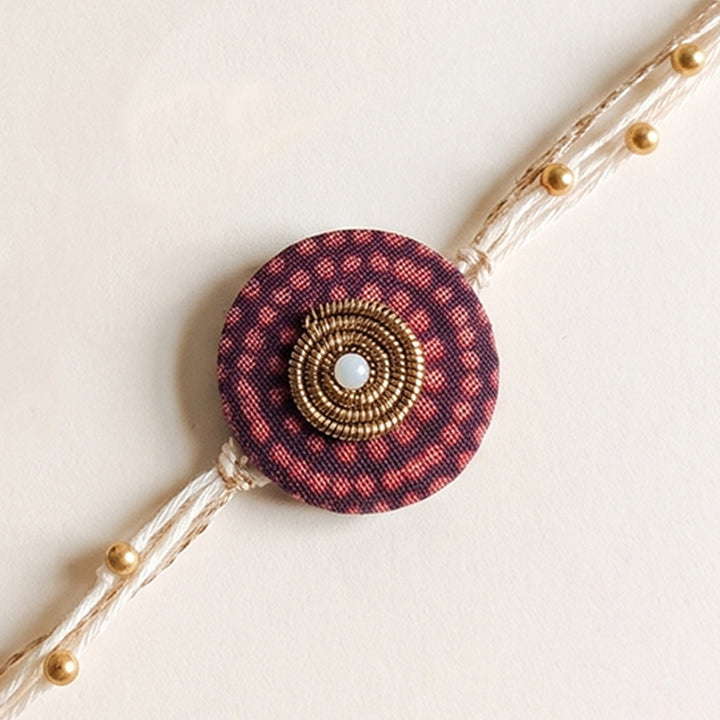 Mudra Ajrakh Block Print Rakhi With Roli Chawal For Brother