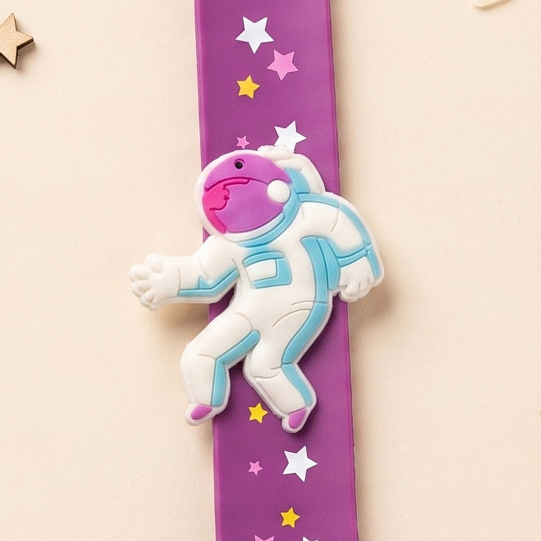 Handmade Astronaut Silicone Slap Band Rakhi For Kids With Roli Chawal For Brother