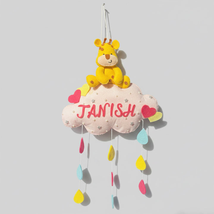 Personalized Handmade Animals & Raindrop Theme Felt Kids Name Plate