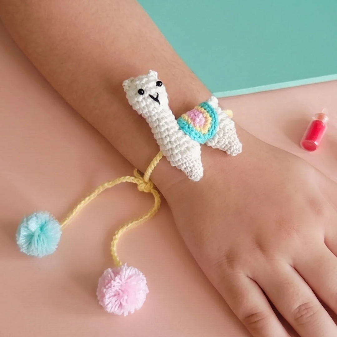 2 Pc | Handmade Crochet Llama Drama Rakhi Set With Roli Chawal For Twins
