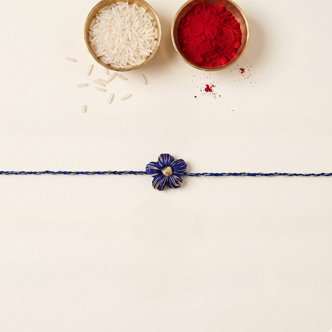 Handmade Crochet Flower Rakhi With Roli Chawal For Bhaiya