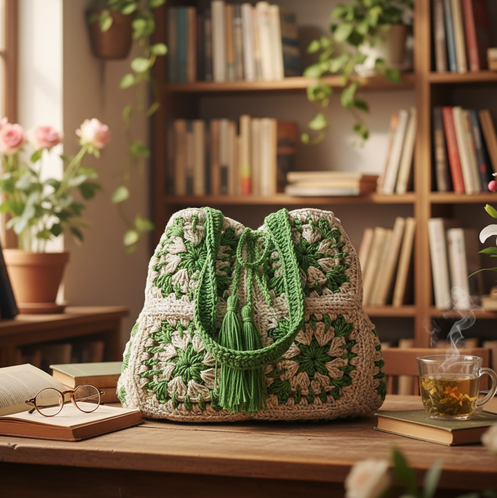 Handmade Crochet Green St. Patrick Shoulder Bag