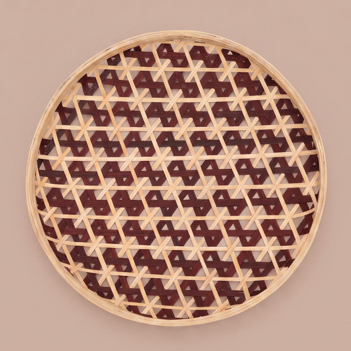 Set of 3 | "Zira" Handcrafted Woven Bamboo Wall Plate With Lacquered Finish For Festive Decor