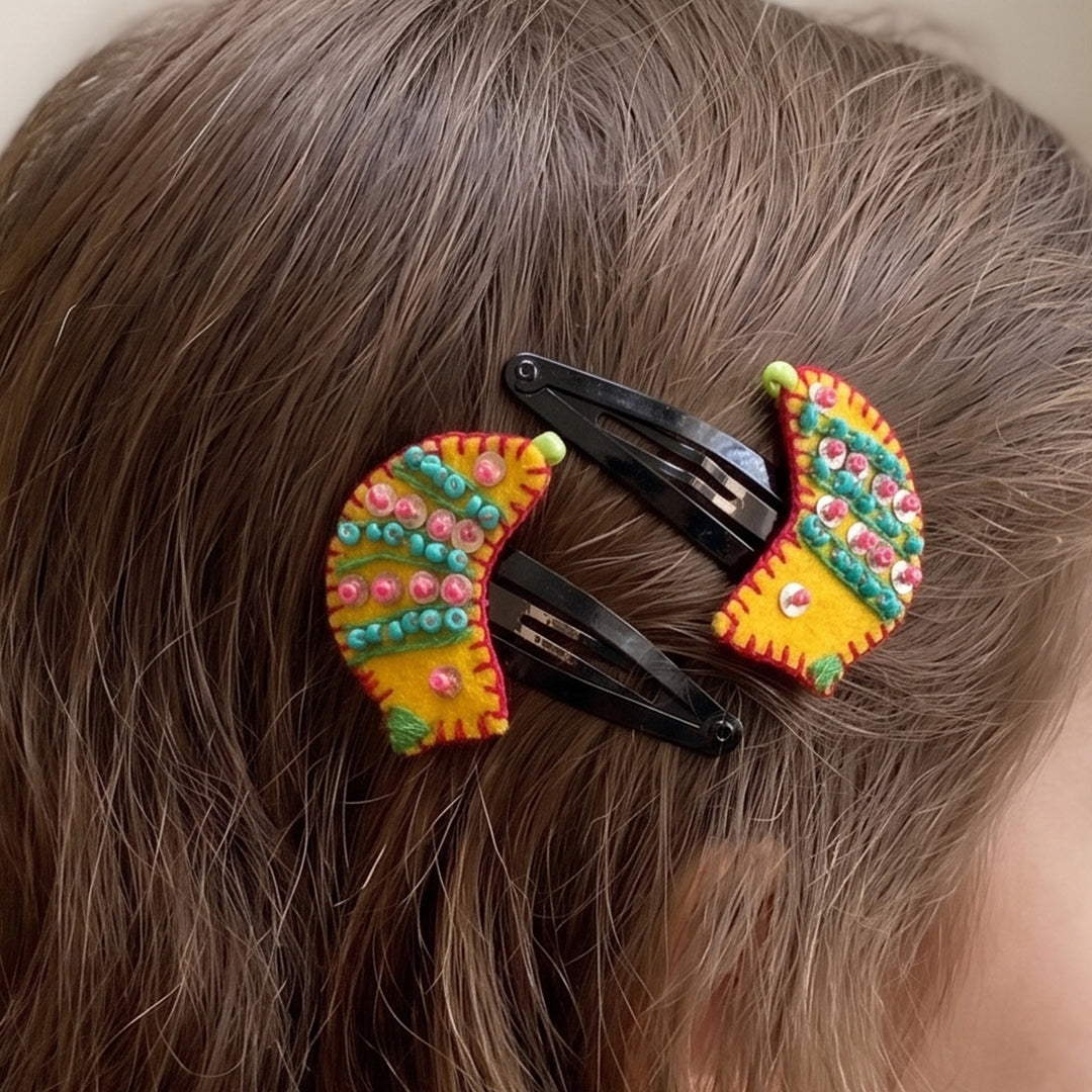 Handmade Yellow Little Birdie Hair Clips | Set of 2