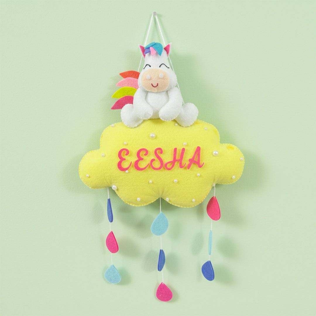 Personalized Handmade Animals & Raindrop Theme Felt Kids Name Plate