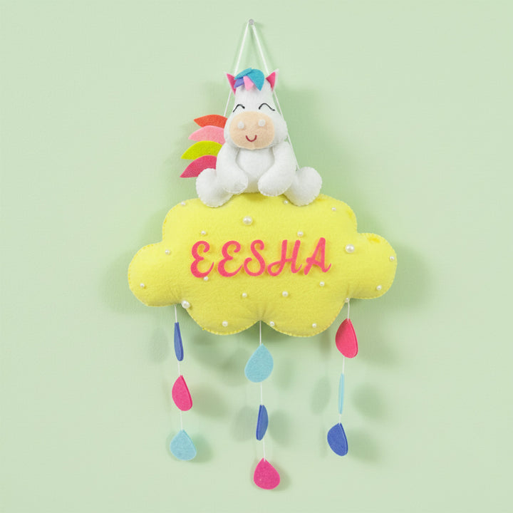 Personalized Handmade Animals & Raindrop Theme Felt Kids Name Plate