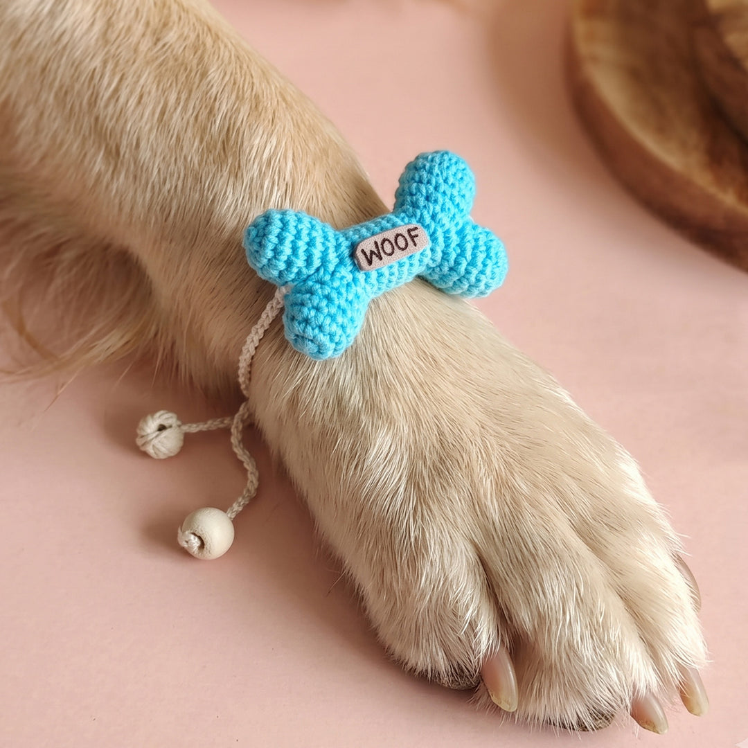 Handmade Crochet "Bone Buddy" Rakhi For Pets With Roli Chawal