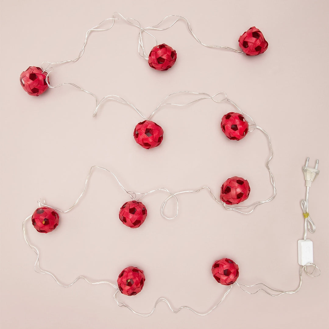 Star Full Moon Handcrafted Red Bamboo LED Fairy Light For Festive Decor