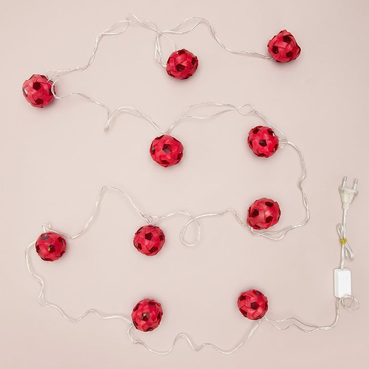 Star Full Moon Handcrafted Red Bamboo LED Fairy Light For Festive Decor
