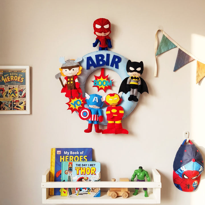 Personalised Superhero Felt Kids Name Plate