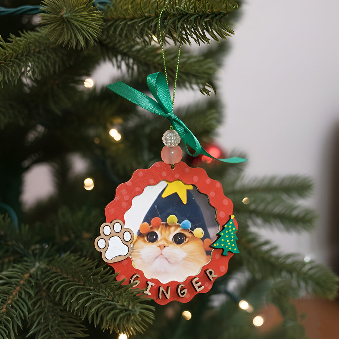 Photo Personalized Cat Theme MDF Wood Ornament For Christmas Decoration