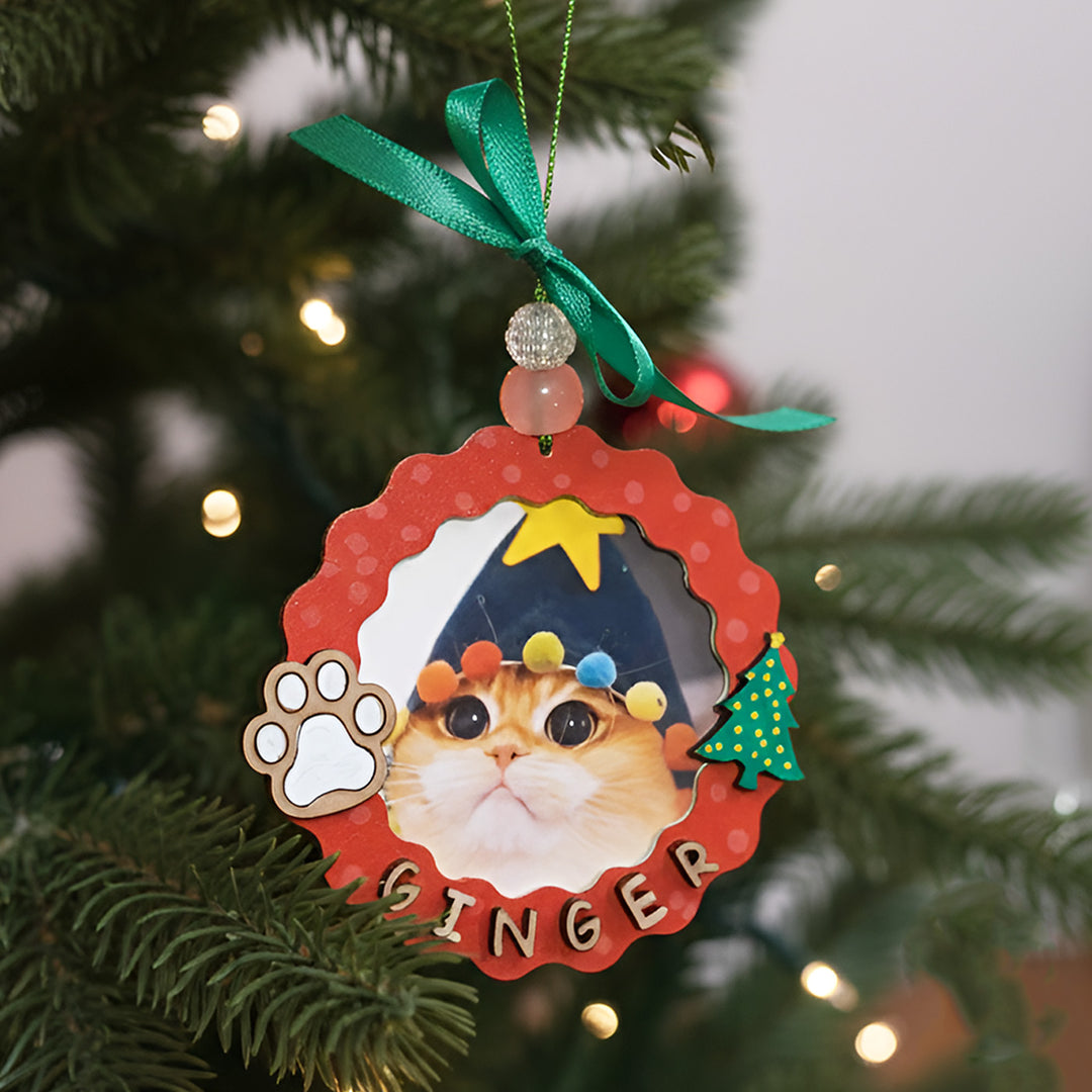 Photo Personalized Cat Theme MDF Wood Ornament For Christmas Decoration