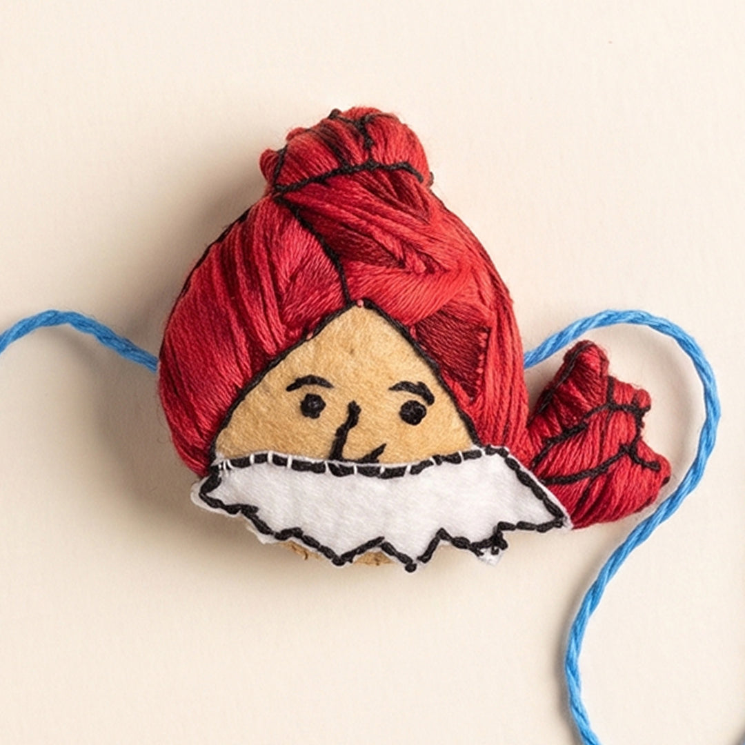 Hand Embroidered Chacha Chaudhary Felt Rakhi With Brooch Pin & Keychain For Brother