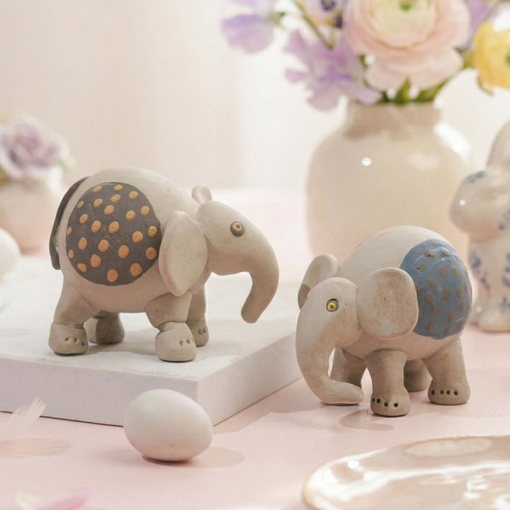 Handmade Nerikomi Ceramic Elephant Figurine