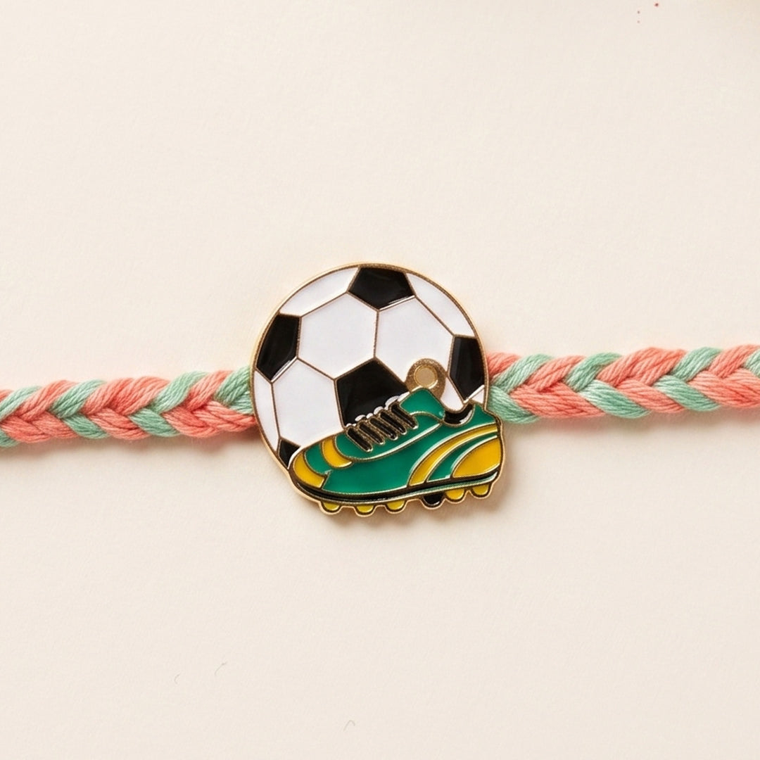 Reusable Handmade Football Charm Kids Rakhi With Roli Chawal For Brother