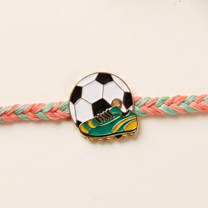 Reusable Handmade Football Charm Kids Rakhi With Roli Chawal For Brother