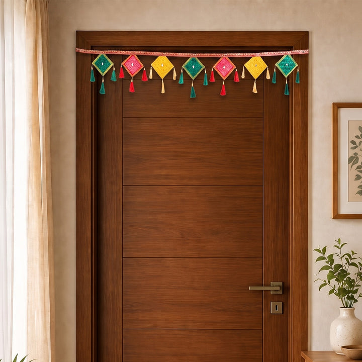 Patang Handcrafted Kite Bamboo Toran With Tassels For Festive Decor
