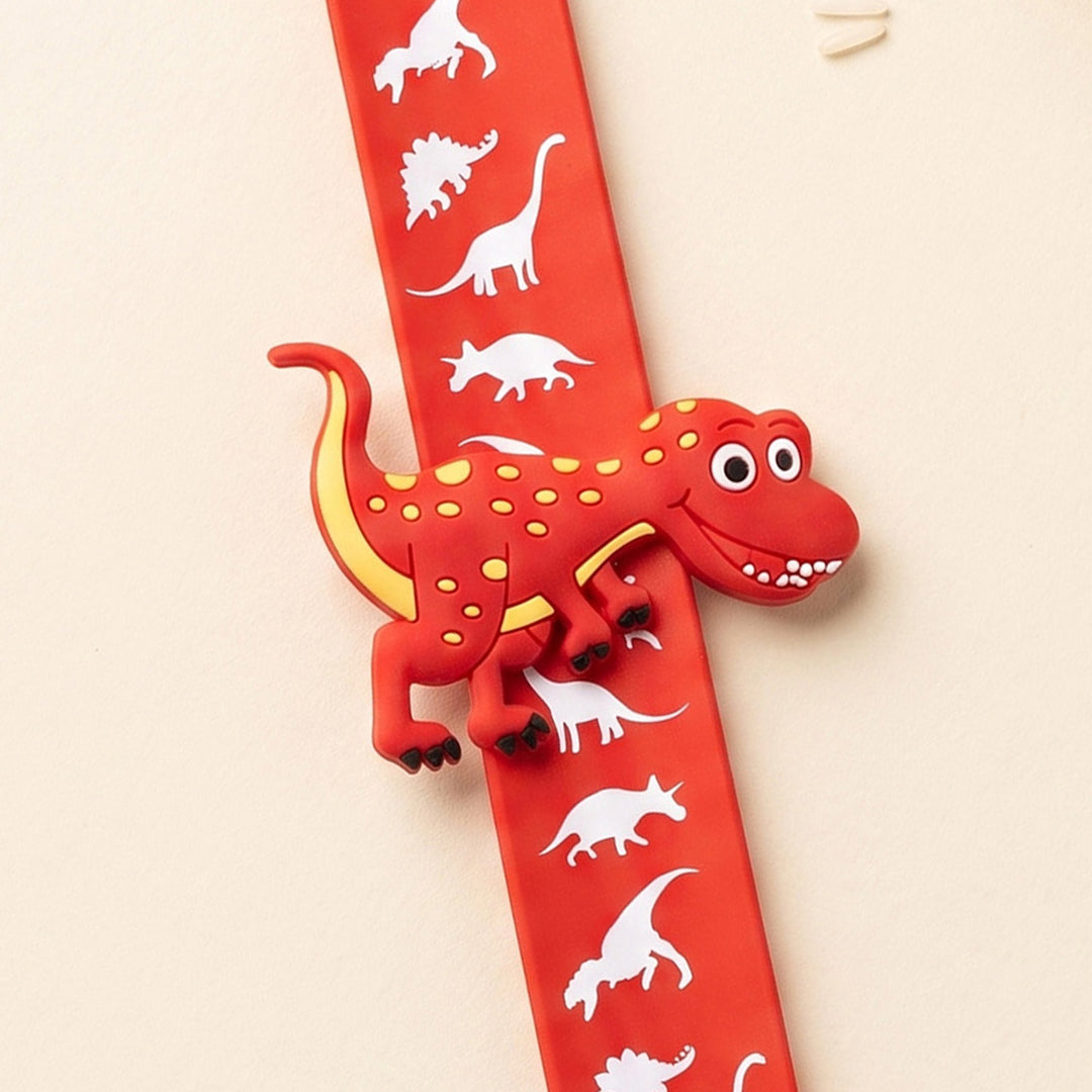 Handmade Red Dinosaur Silicone Slap Band Rakhi For Kids With Roli Chawal For Brother