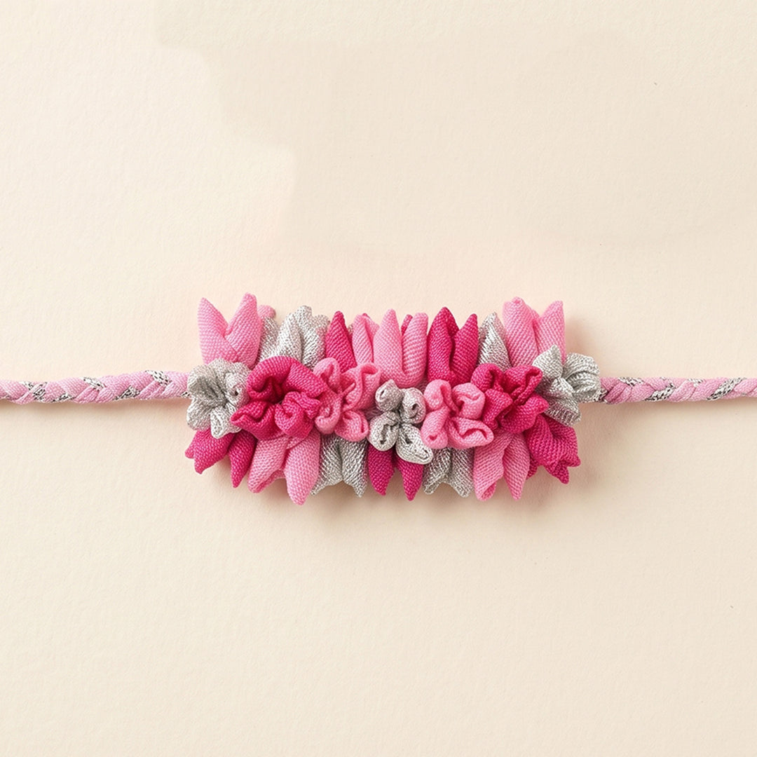 Handmade Bud & Mogra Strand Silk Fabric Rakhi For Brother With Roli Chawal