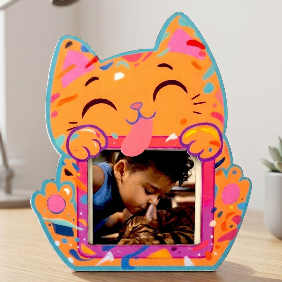 Quirky Orange Cat MDF Photo Frame