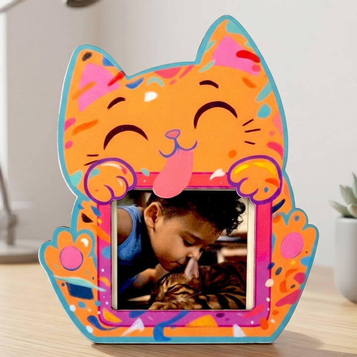 Quirky Orange Cat MDF Photo Frame