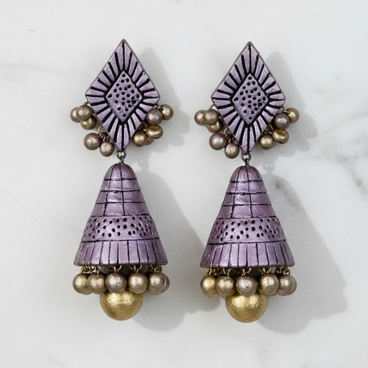 Handmade Festive Cone Terracotta Earrings