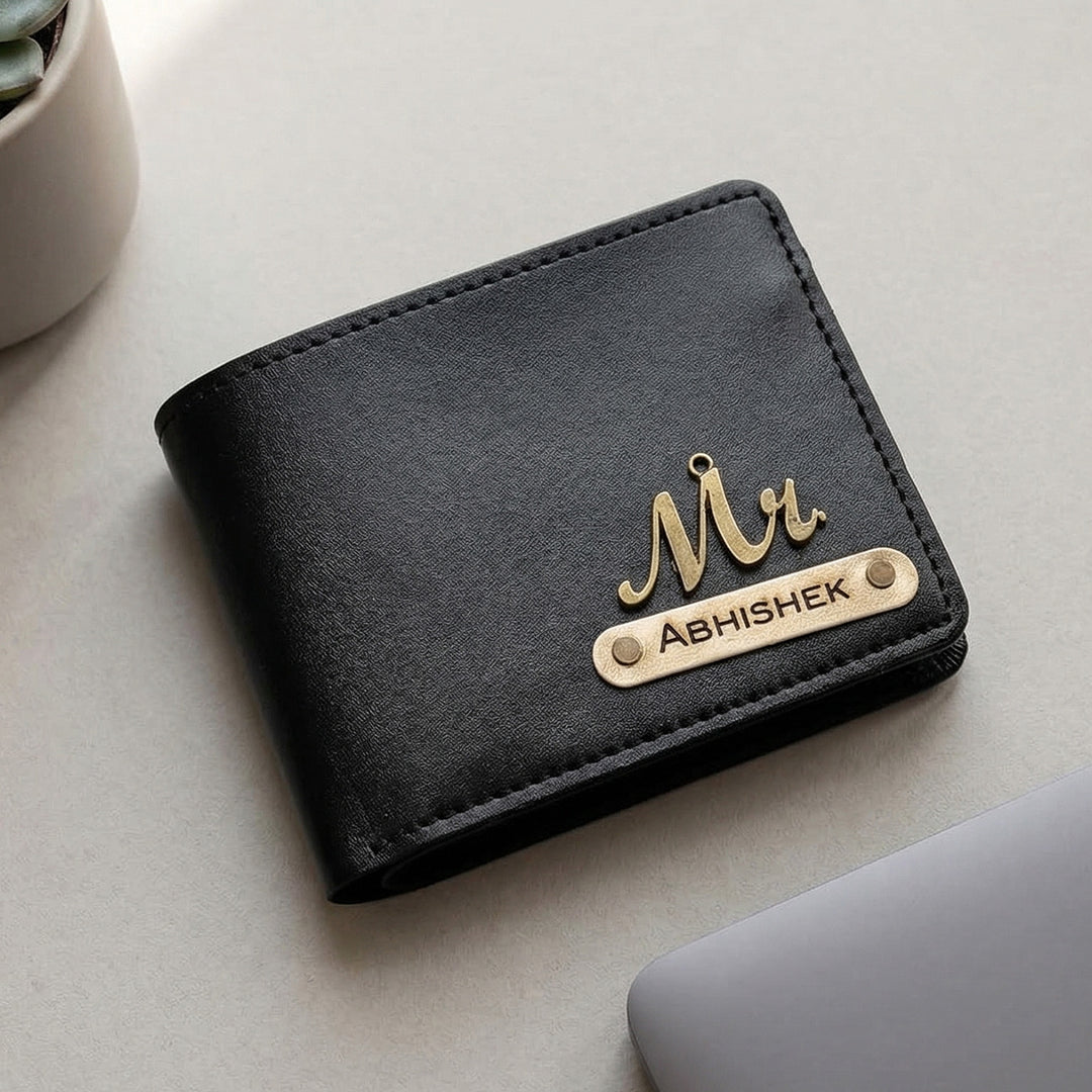Personalized Faux Leather Men's Wallet With Charm