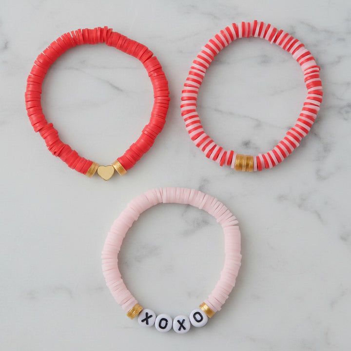 3 Pc | Personalized Cotton Candy Dream Stackable Clay Beaded Bracelet For Girls