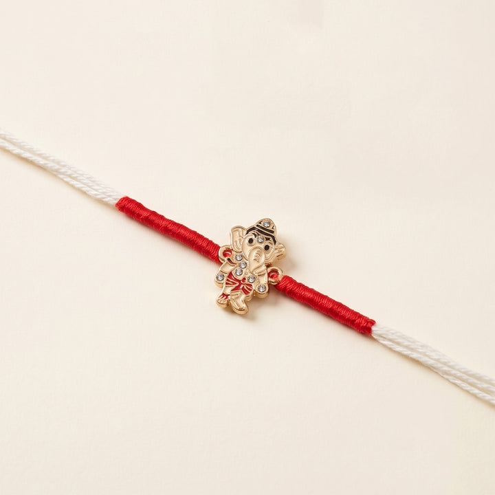 Reusable Handmade Mini Lord Ganesha Charm Rakhi With Roli Chawal For Brother