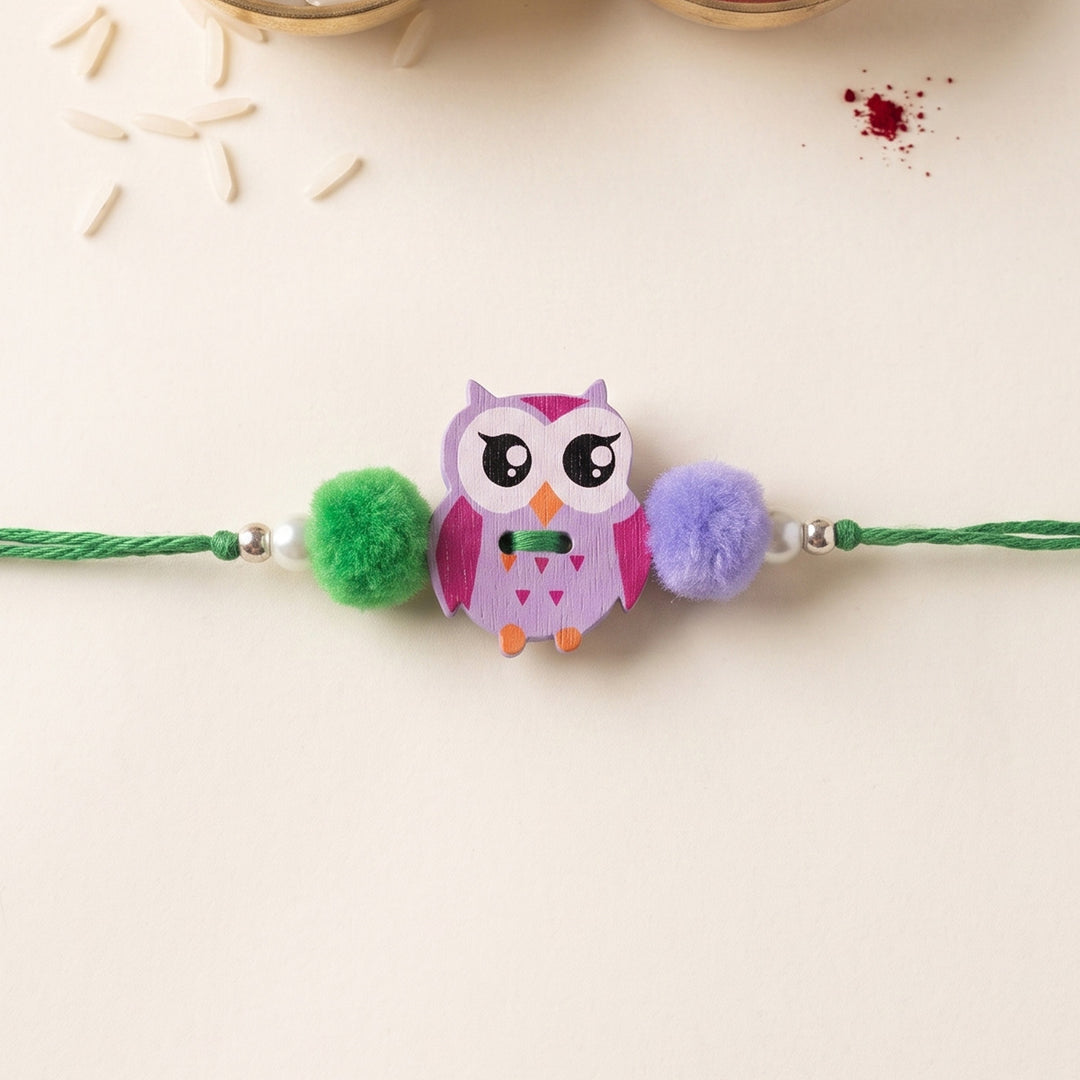 Wise Owl Handcrafted Wooden Kids Rakhi With Roli Chawal For Brother