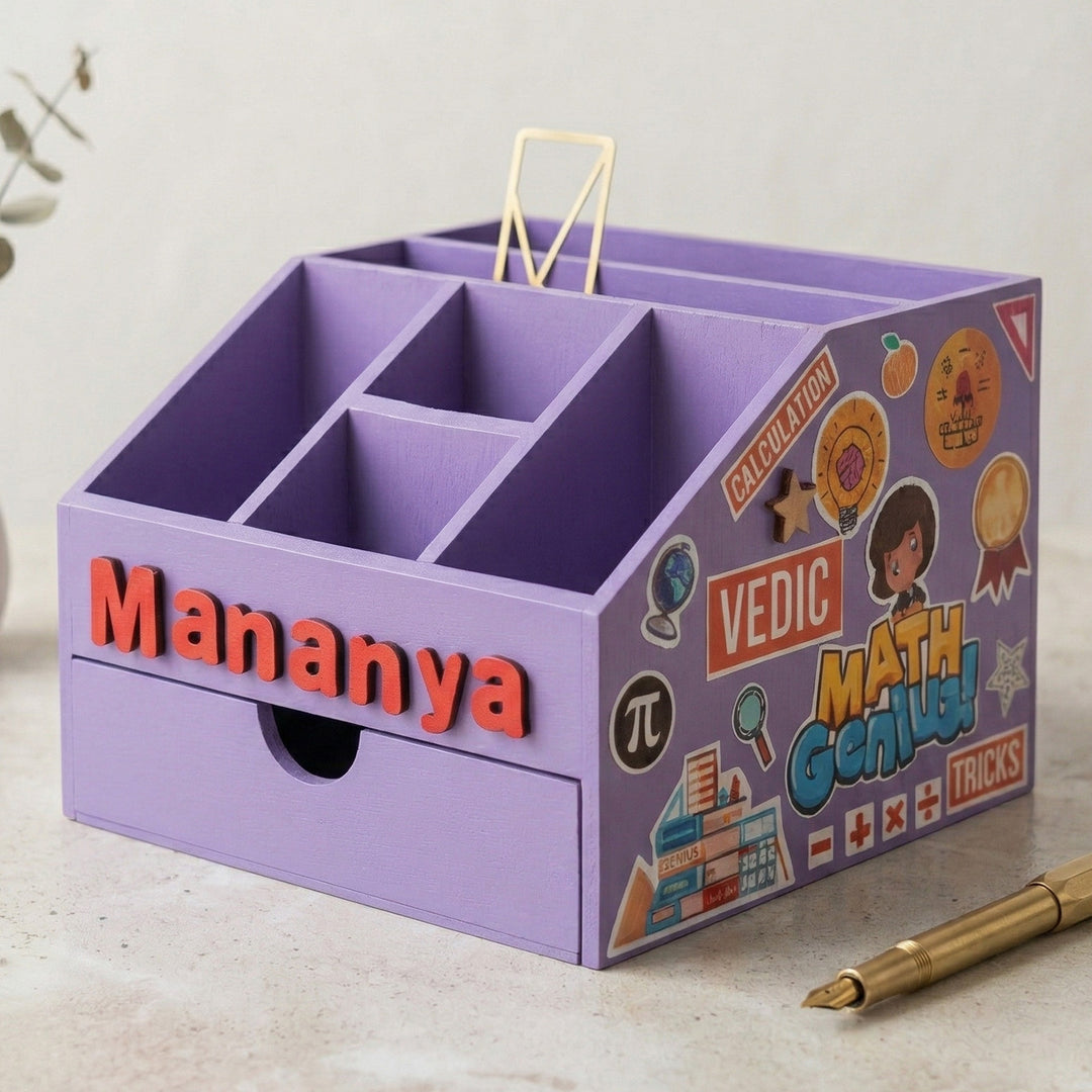 Purple Maths Lover Personalized Handmade Stationary Box