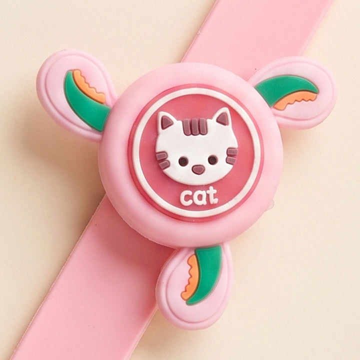 Handmade Cat Spinner Silicone Slap Band Rakhi For Kids With Roli Chawal For Brother