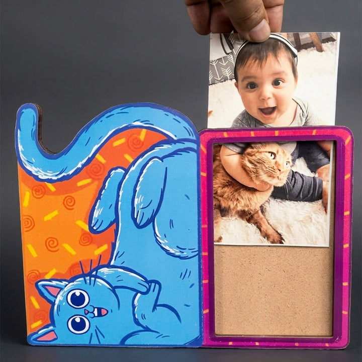 Quirky Upside Down Cat MDF Photo Frame