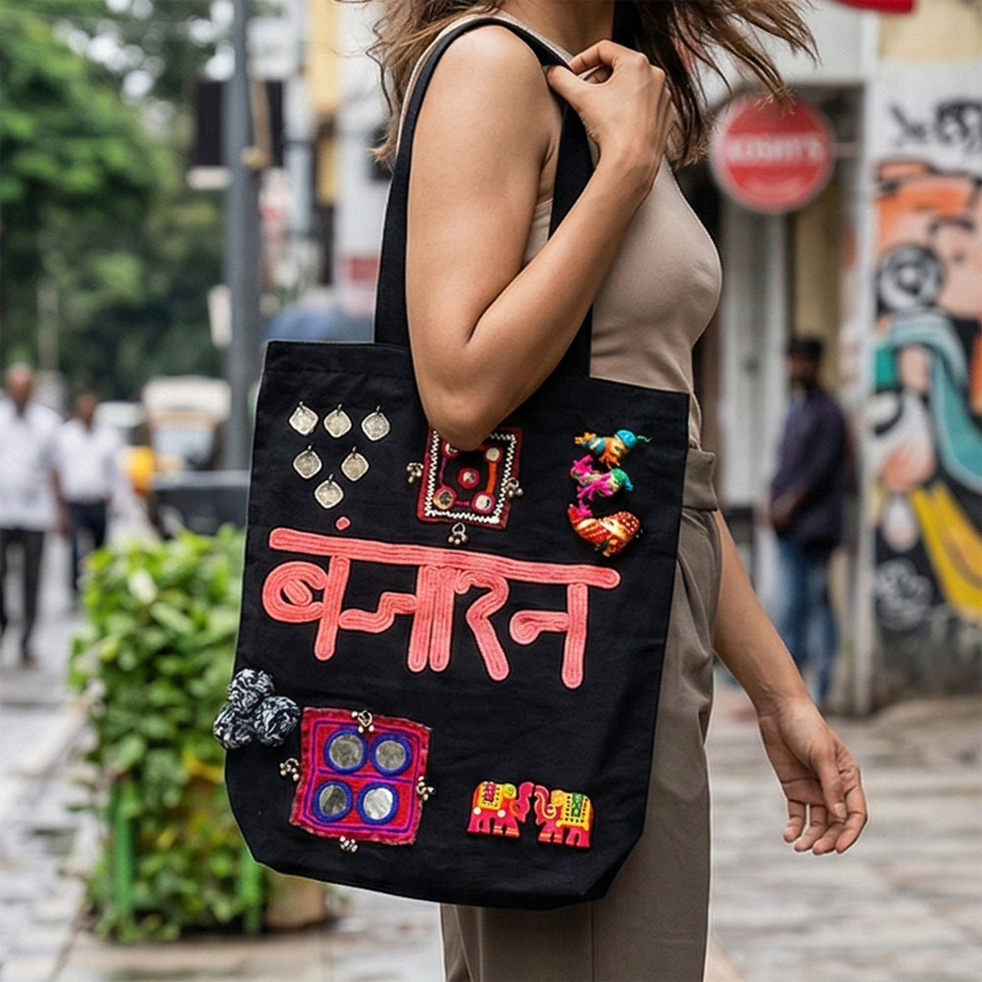Hand-Embroidered Dori Work Banjaran Tote Bag
