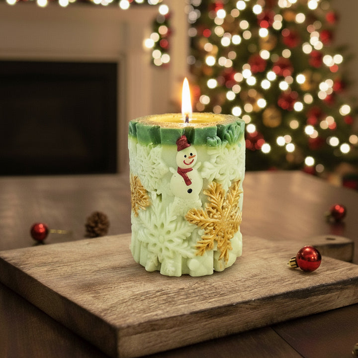 Handmade Snowflakes Pillar Soy Wax Candle