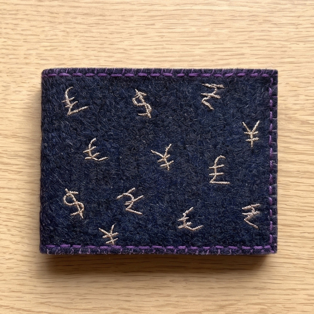 Handmade Travel Currency Sign Wallet | Black