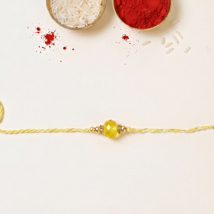 Handmade Moti Saaj Pearl Rakhi With Roli Chawal For Bhaiya