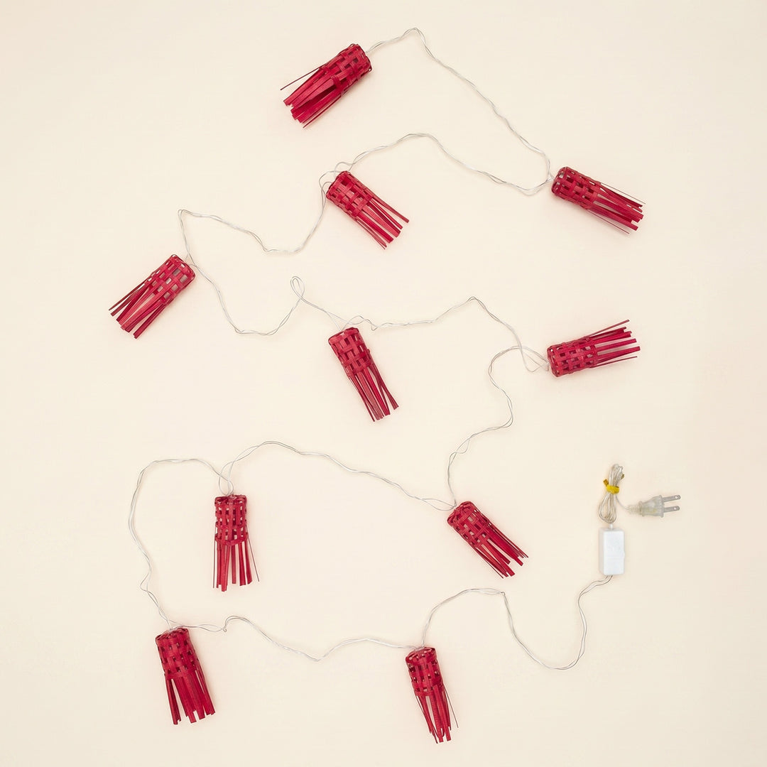 Frill Handcrafted Red Bamboo LED Fairy Light For Festive Decor