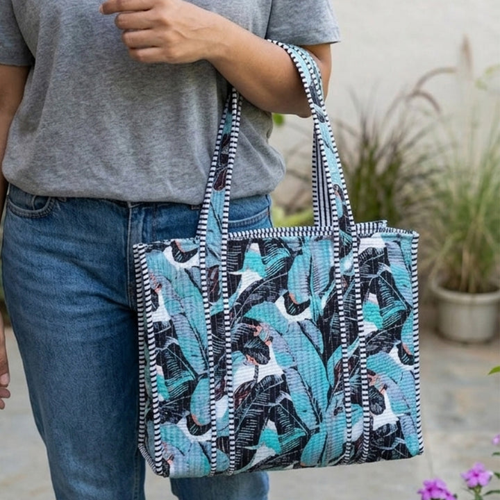 Handmade Tropical Nights Cotton Tote Bag