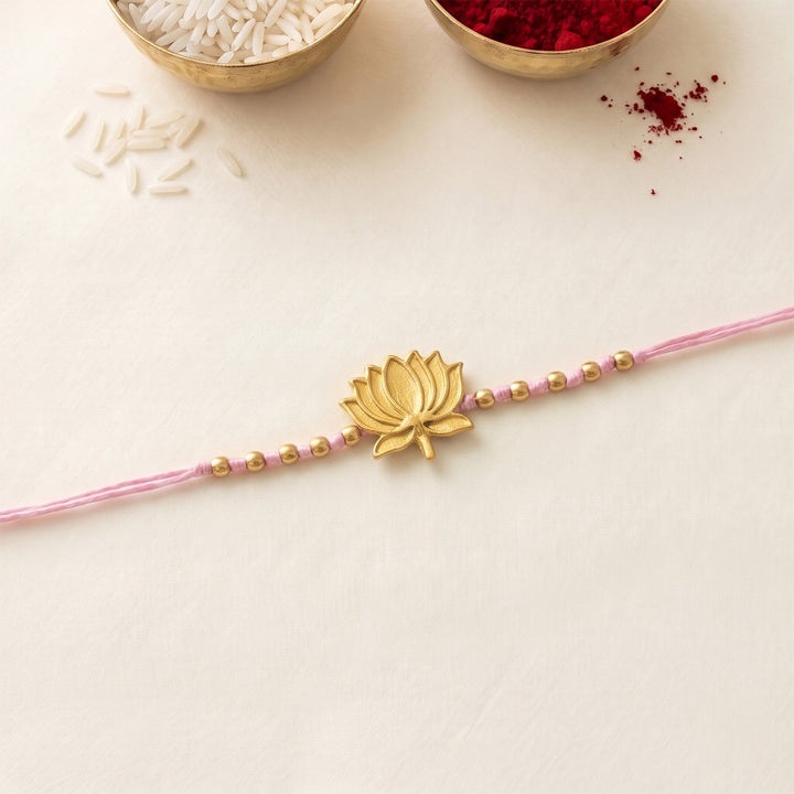 Handmade Kamal Lotus Motif Rakhi With Roli Chawal For Bhaiya