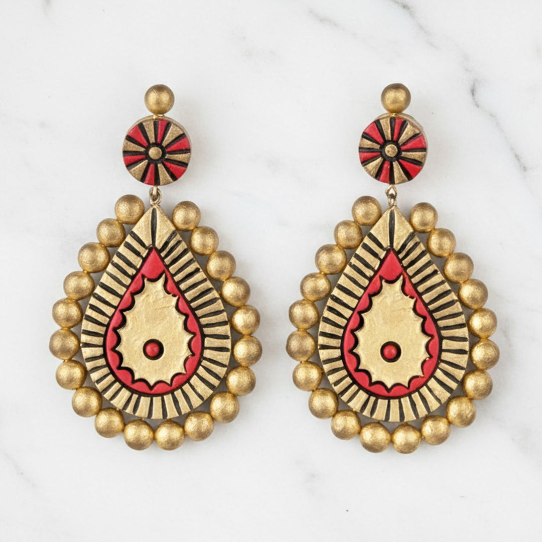 Handmade Ornate Terracotta Earrings