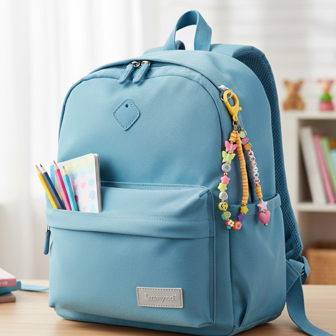 Personalized Neon Yellow Beaded Bag Charm For Kids