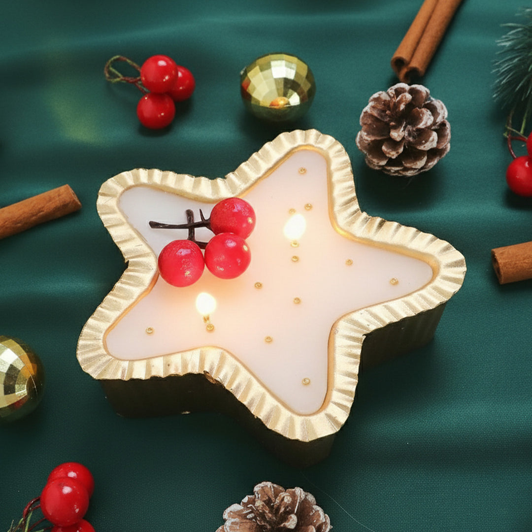 Handmade Star Soy Wax Urli Candle For Christmas Decoration