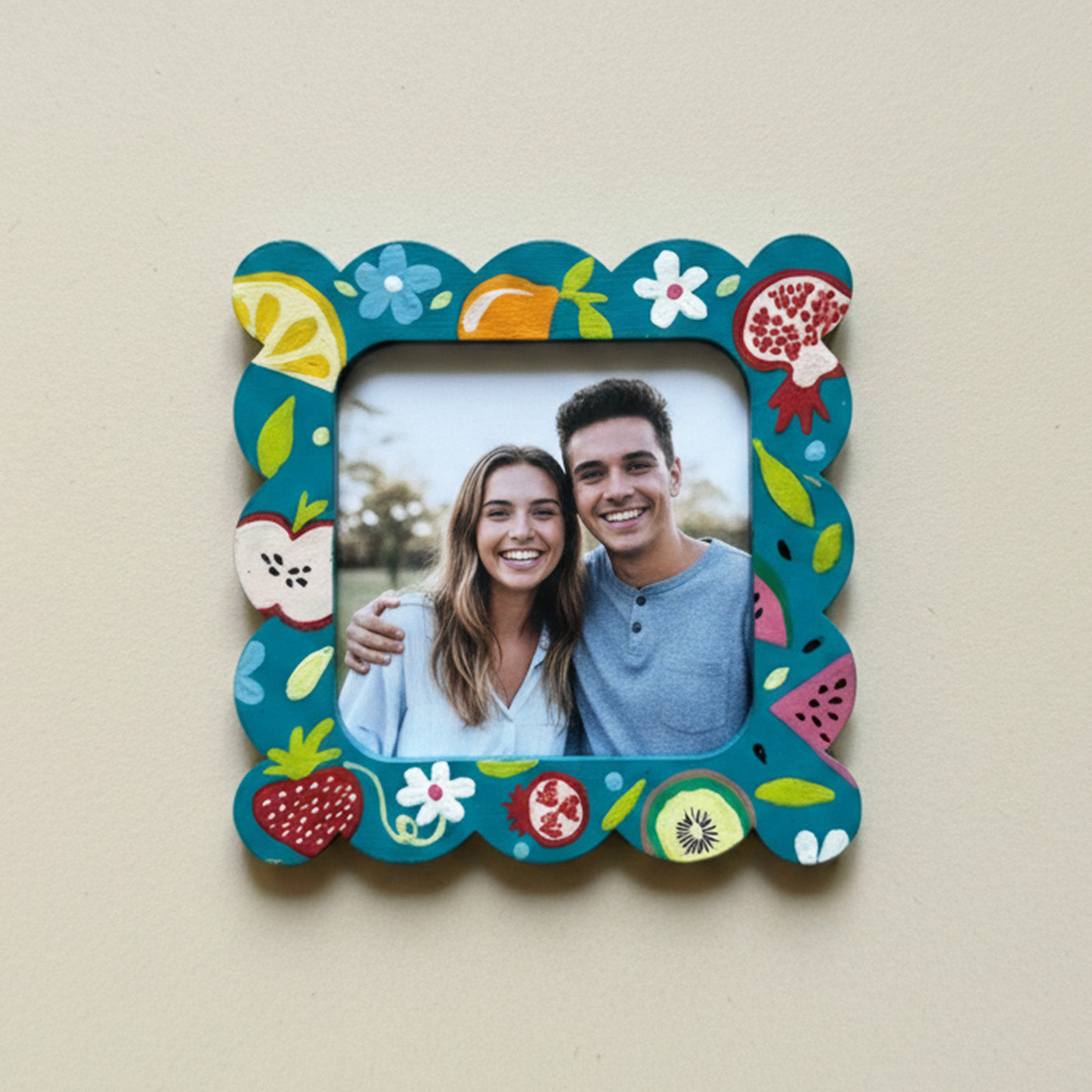 Buy Hand-Painted Juicy Bloom MDF Wood Fridge Magnet Frame Online On Zwende