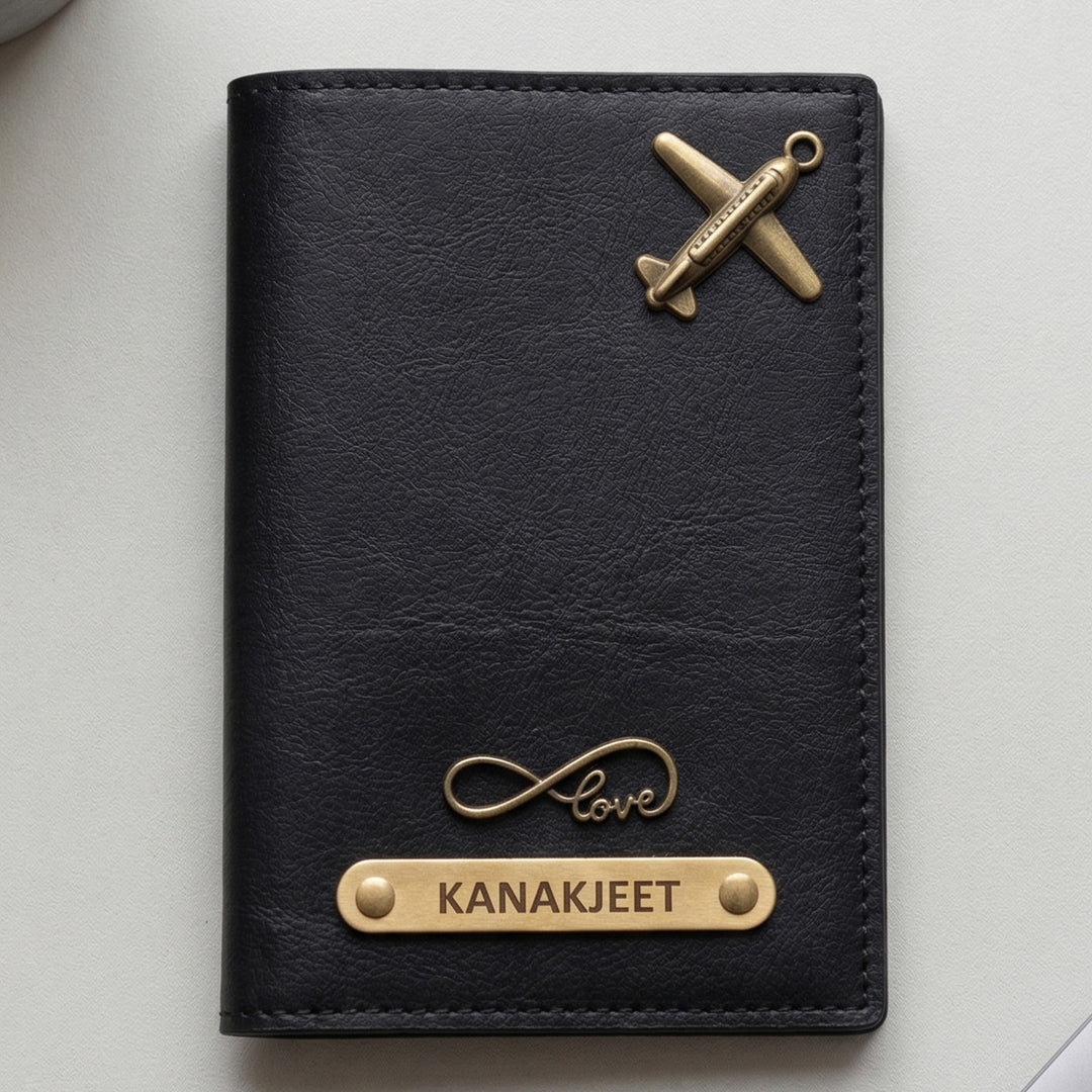 Personalized Faux Leather Passport Cover With Charm