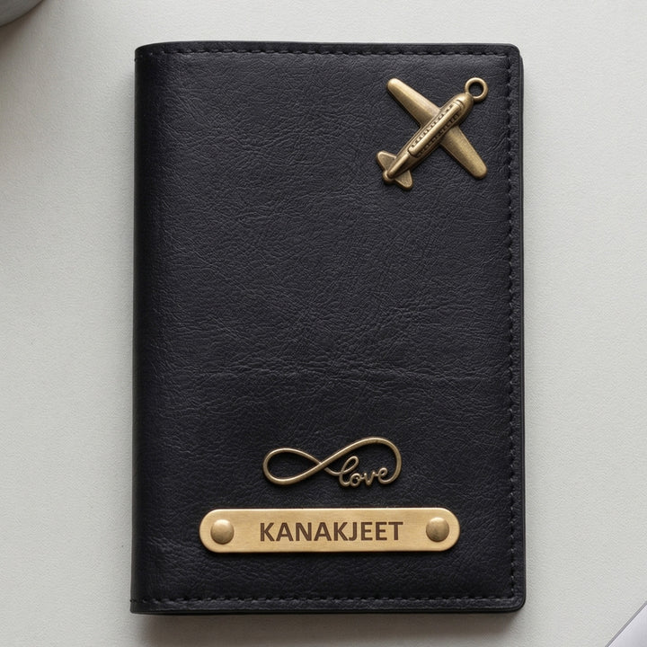 Personalized Faux Leather Passport Cover With Charm