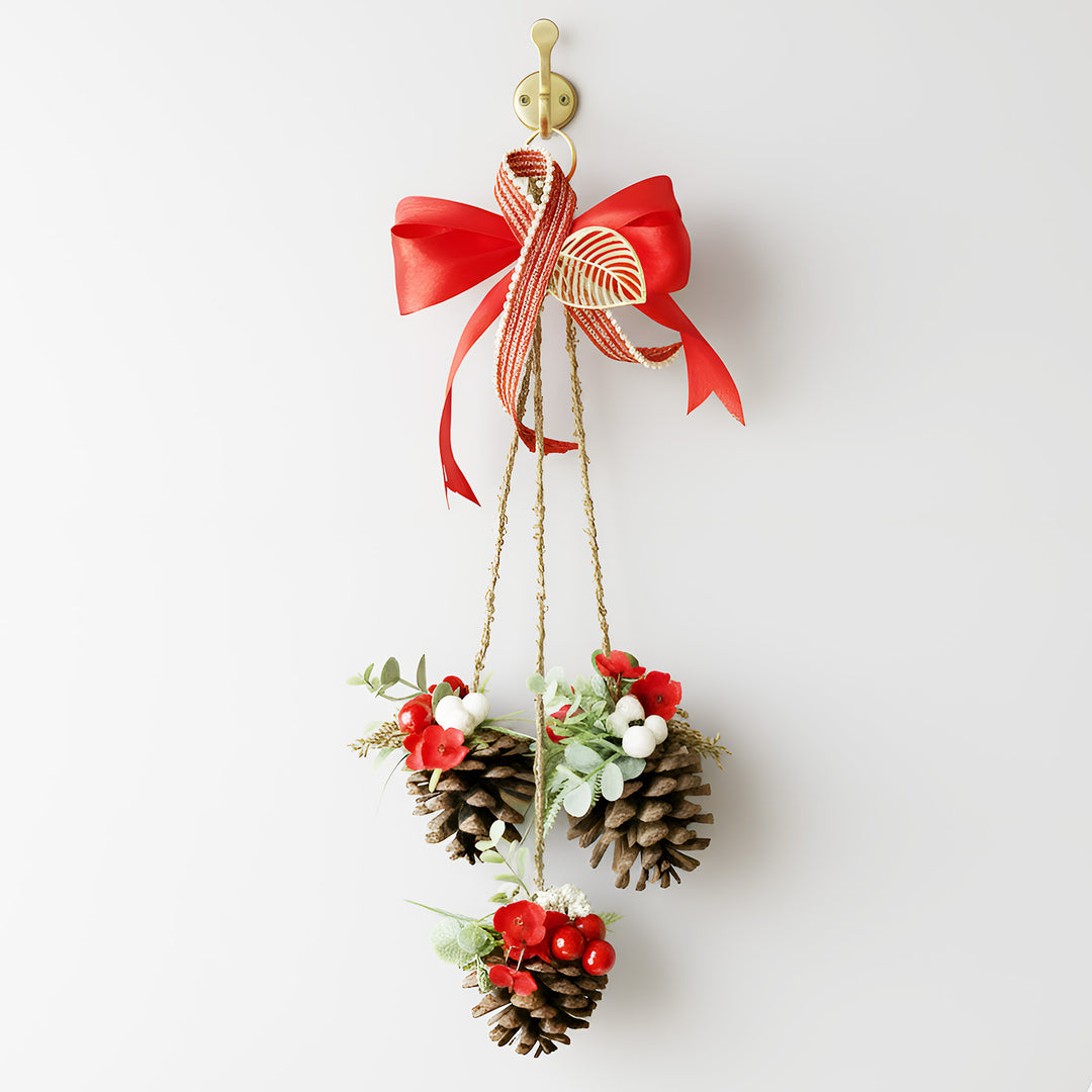 Handmade Pinecone Trio Hanging For Christmas Decoration