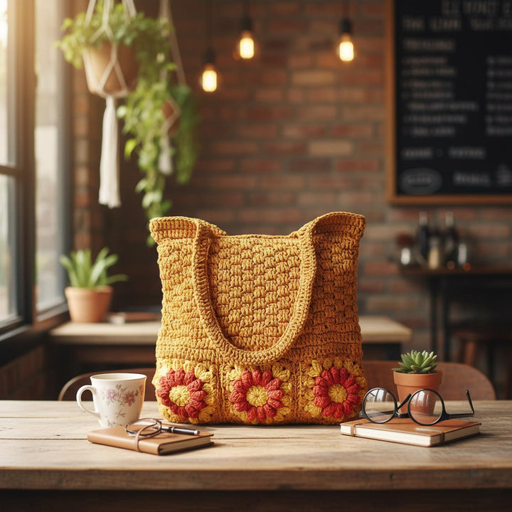Handmade Crochet Oldie’s Goldie Floral Shoulder Bag