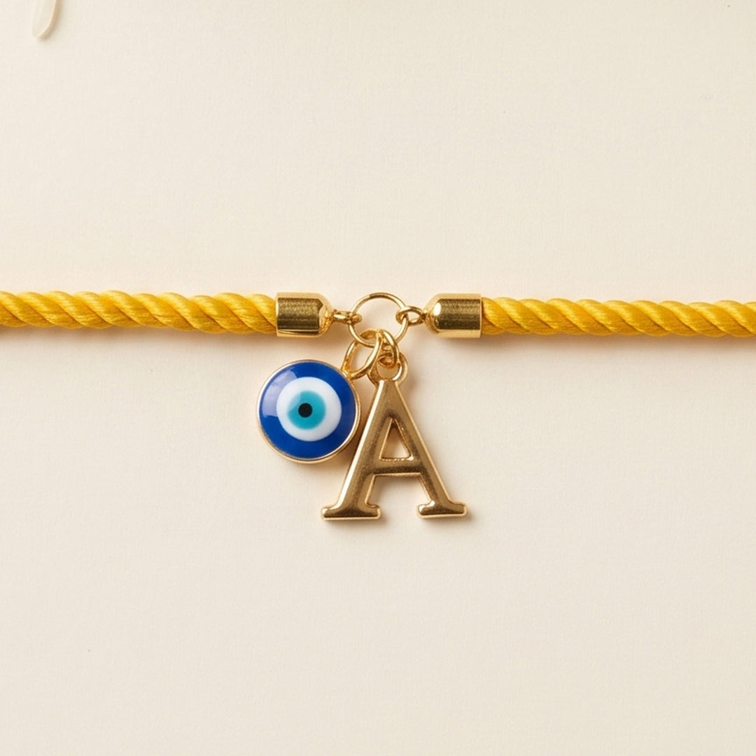Reusable Handmade Personalised Evil Eye Charm Bracelet Rakhi With Roli Chawal For Brother