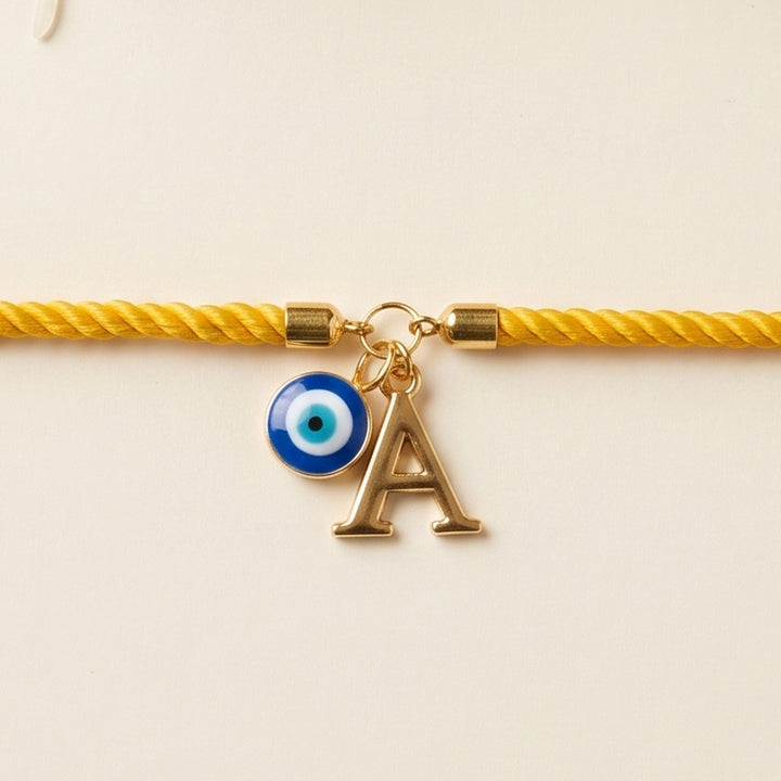 Reusable Handmade Personalised Evil Eye Charm Bracelet Rakhi With Roli Chawal For Brother